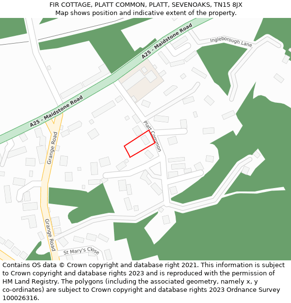 FIR COTTAGE, PLATT COMMON, PLATT, SEVENOAKS, TN15 8JX: Location map and indicative extent of plot