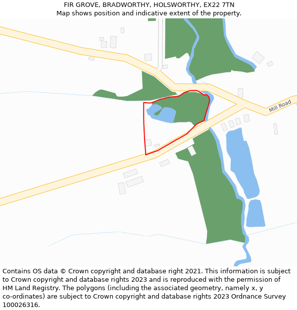 FIR GROVE, BRADWORTHY, HOLSWORTHY, EX22 7TN: Location map and indicative extent of plot
