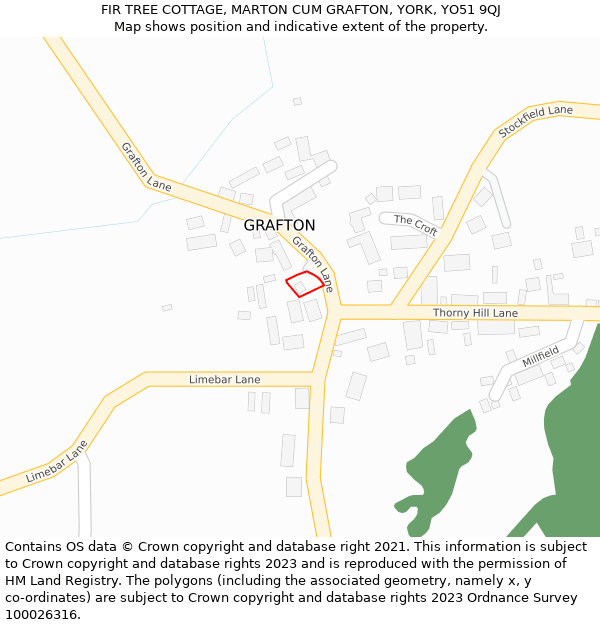 FIR TREE COTTAGE, MARTON CUM GRAFTON, YORK, YO51 9QJ: Location map and indicative extent of plot