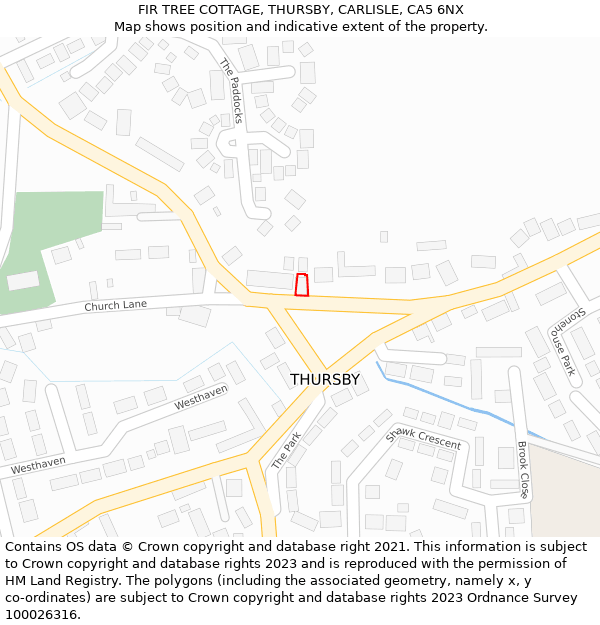 FIR TREE COTTAGE, THURSBY, CARLISLE, CA5 6NX: Location map and indicative extent of plot