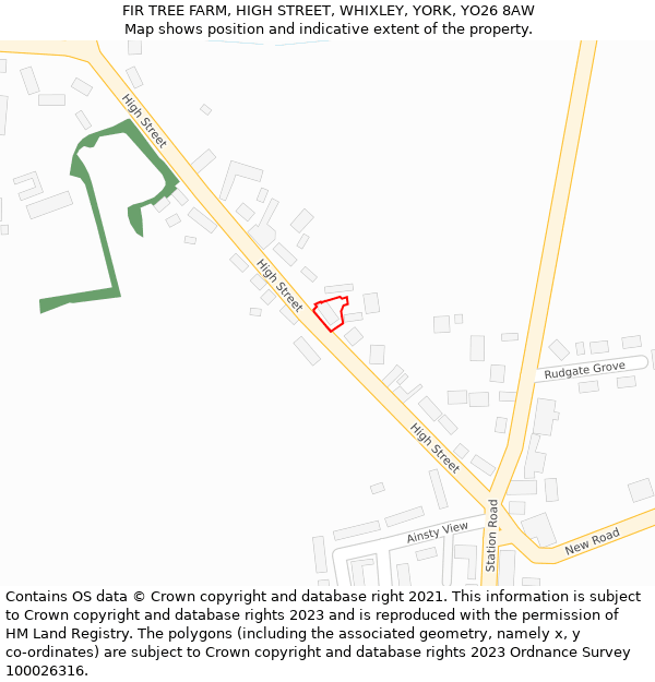 FIR TREE FARM, HIGH STREET, WHIXLEY, YORK, YO26 8AW: Location map and indicative extent of plot