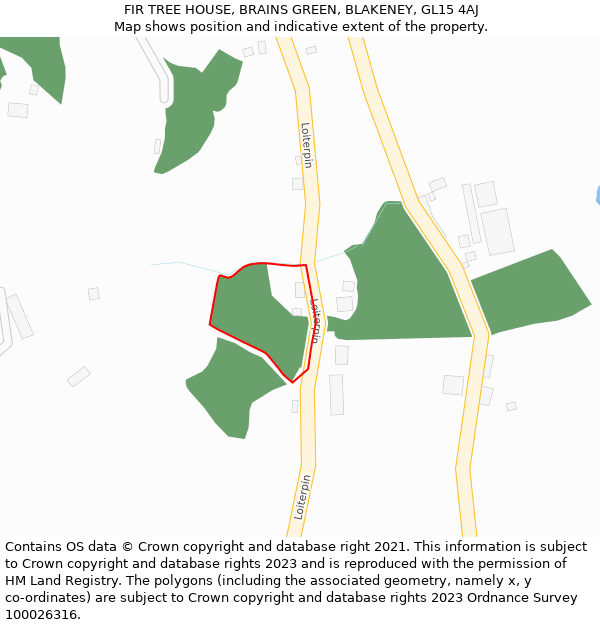 FIR TREE HOUSE, BRAINS GREEN, BLAKENEY, GL15 4AJ: Location map and indicative extent of plot