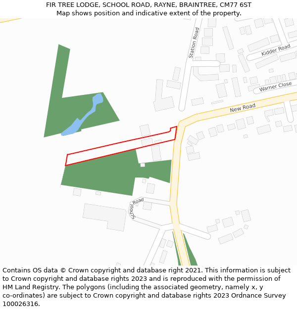 FIR TREE LODGE, SCHOOL ROAD, RAYNE, BRAINTREE, CM77 6ST: Location map and indicative extent of plot
