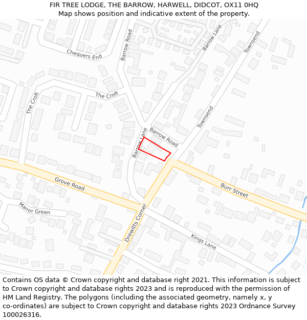 FIR TREE LODGE, THE BARROW, HARWELL, DIDCOT, OX11 0HQ: Location map and indicative extent of plot