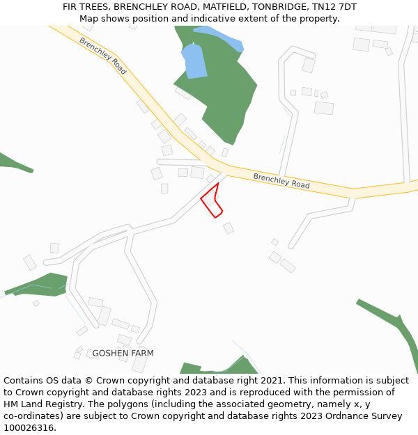 FIR TREES, BRENCHLEY ROAD, MATFIELD, TONBRIDGE, TN12 7DT: Location map and indicative extent of plot