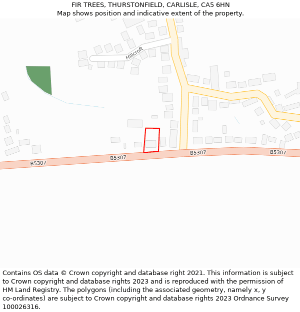 FIR TREES, THURSTONFIELD, CARLISLE, CA5 6HN: Location map and indicative extent of plot