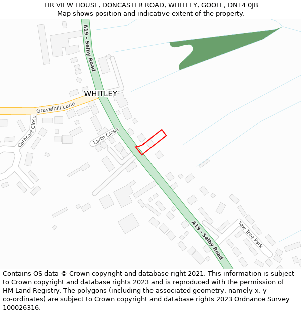 FIR VIEW HOUSE, DONCASTER ROAD, WHITLEY, GOOLE, DN14 0JB: Location map and indicative extent of plot