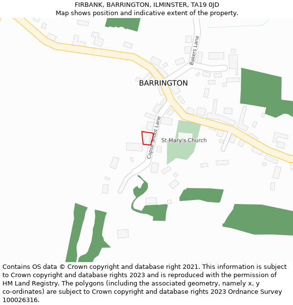 FIRBANK, BARRINGTON, ILMINSTER, TA19 0JD: Location map and indicative extent of plot