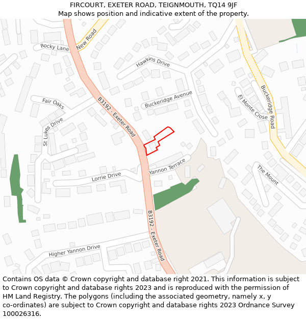 FIRCOURT, EXETER ROAD, TEIGNMOUTH, TQ14 9JF: Location map and indicative extent of plot