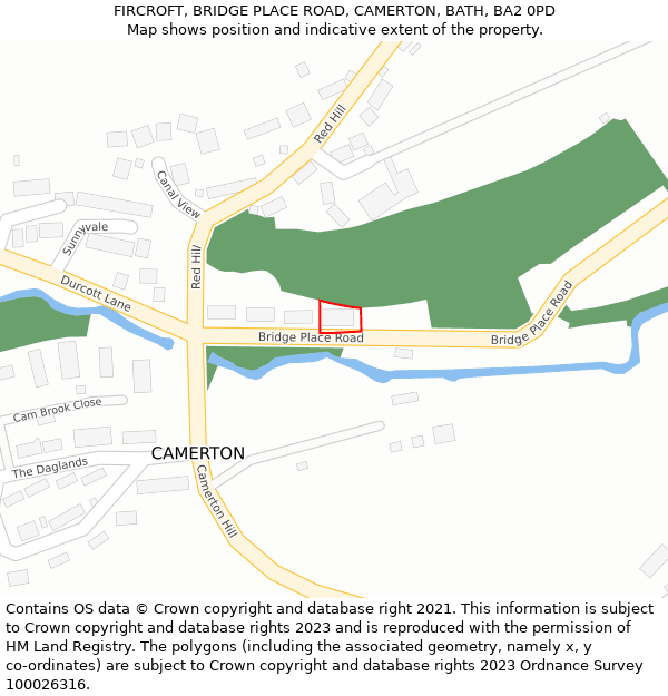 FIRCROFT, BRIDGE PLACE ROAD, CAMERTON, BATH, BA2 0PD: Location map and indicative extent of plot