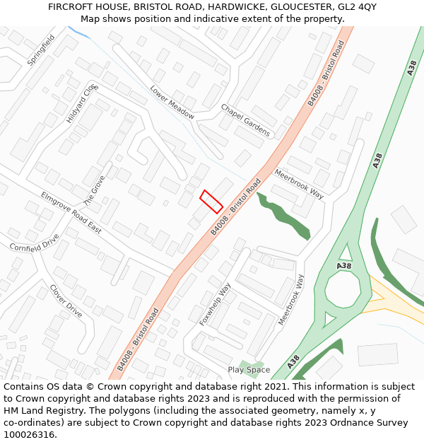 FIRCROFT HOUSE, BRISTOL ROAD, HARDWICKE, GLOUCESTER, GL2 4QY: Location map and indicative extent of plot