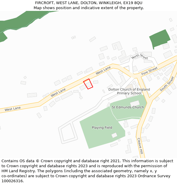 FIRCROFT, WEST LANE, DOLTON, WINKLEIGH, EX19 8QU: Location map and indicative extent of plot