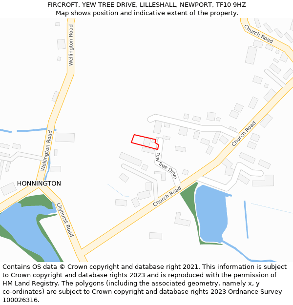 FIRCROFT, YEW TREE DRIVE, LILLESHALL, NEWPORT, TF10 9HZ: Location map and indicative extent of plot