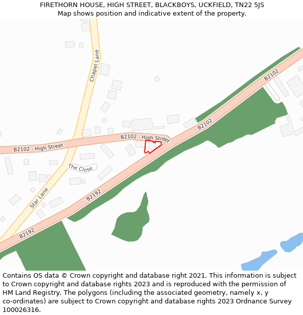 FIRETHORN HOUSE, HIGH STREET, BLACKBOYS, UCKFIELD, TN22 5JS: Location map and indicative extent of plot