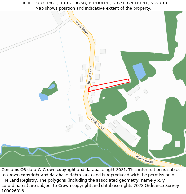 FIRFIELD COTTAGE, HURST ROAD, BIDDULPH, STOKE-ON-TRENT, ST8 7RU: Location map and indicative extent of plot