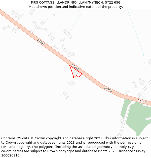 FIRS COTTAGE, LLANDRINIO, LLANYMYNECH, SY22 6SG: Location map and indicative extent of plot