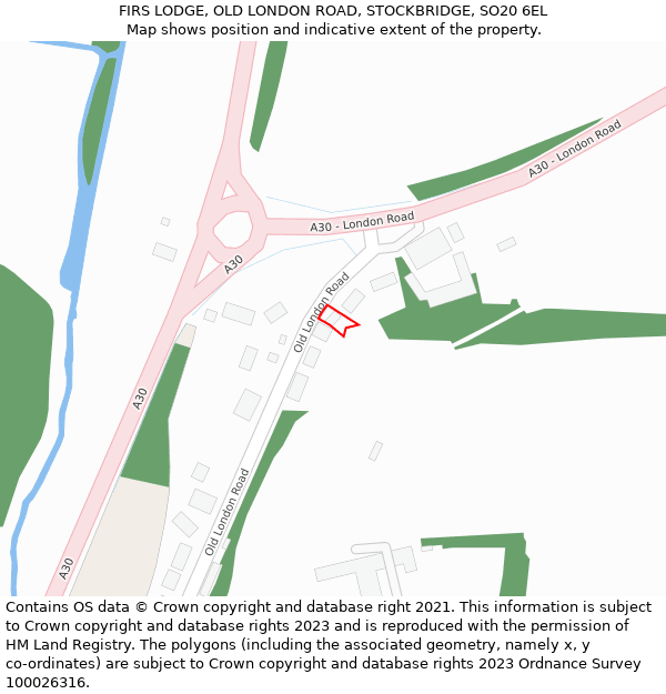 FIRS LODGE, OLD LONDON ROAD, STOCKBRIDGE, SO20 6EL: Location map and indicative extent of plot