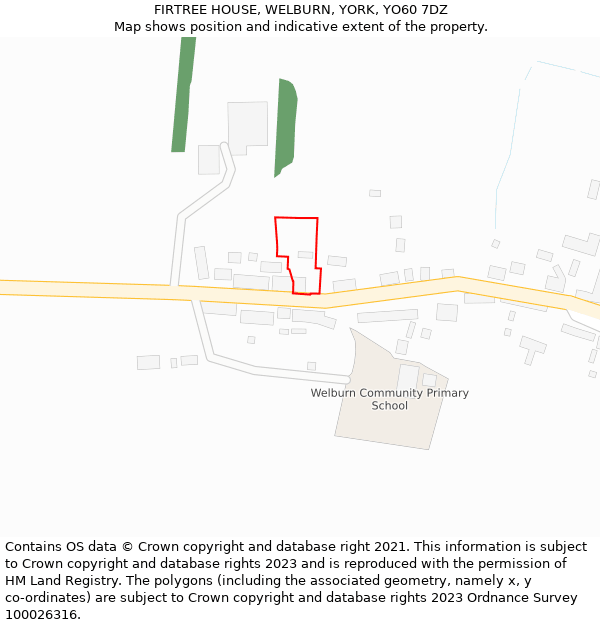 FIRTREE HOUSE, WELBURN, YORK, YO60 7DZ: Location map and indicative extent of plot