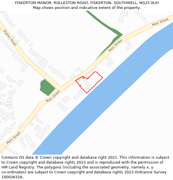 FISKERTON MANOR, ROLLESTON ROAD, FISKERTON, SOUTHWELL, NG25 0UH: Location map and indicative extent of plot
