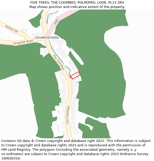 FIVE TREES, THE COOMBES, POLPERRO, LOOE, PL13 2RH: Location map and indicative extent of plot