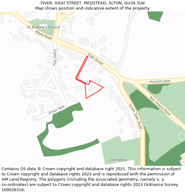 FIVER, HIGH STREET, MEDSTEAD, ALTON, GU34 5LW: Location map and indicative extent of plot