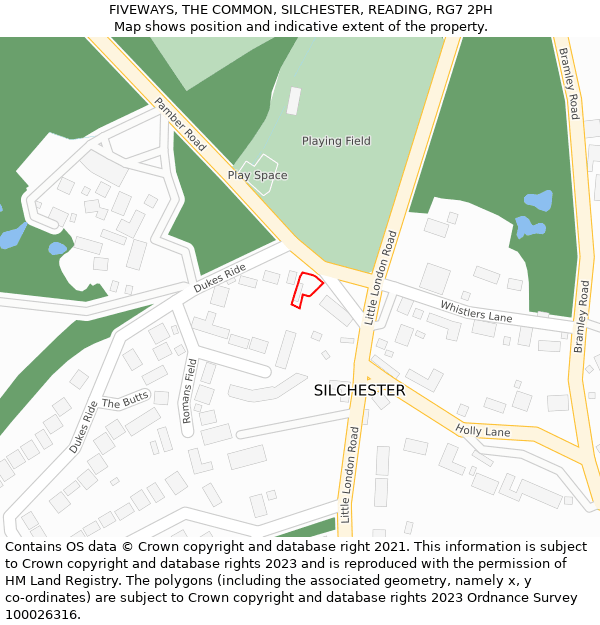 FIVEWAYS, THE COMMON, SILCHESTER, READING, RG7 2PH: Location map and indicative extent of plot