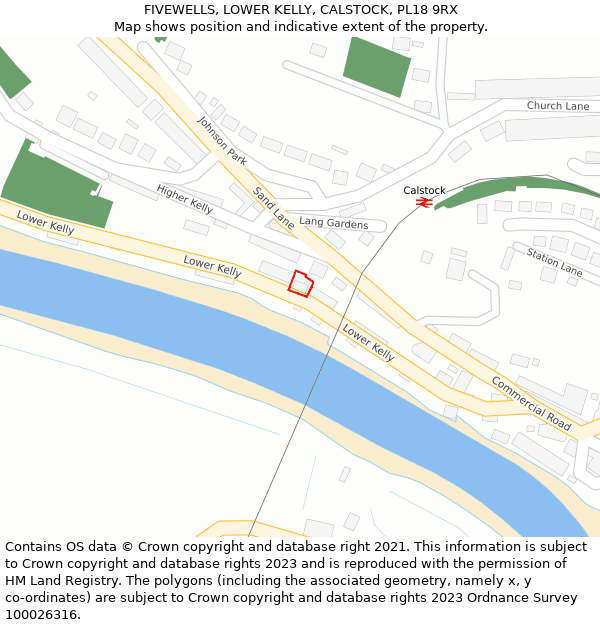 FIVEWELLS, LOWER KELLY, CALSTOCK, PL18 9RX: Location map and indicative extent of plot