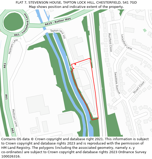 FLAT 7, STEVENSON HOUSE, TAPTON LOCK HILL, CHESTERFIELD, S41 7GD: Location map and indicative extent of plot