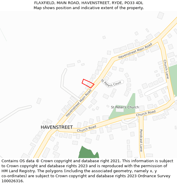 FLAXFIELD, MAIN ROAD, HAVENSTREET, RYDE, PO33 4DL: Location map and indicative extent of plot