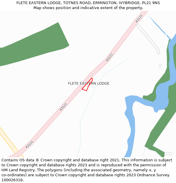 FLETE EASTERN LODGE, TOTNES ROAD, ERMINGTON, IVYBRIDGE, PL21 9NS: Location map and indicative extent of plot