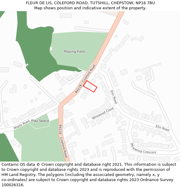 FLEUR DE LIS, COLEFORD ROAD, TUTSHILL, CHEPSTOW, NP16 7BU: Location map and indicative extent of plot