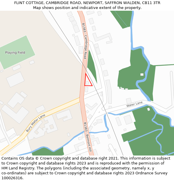 FLINT COTTAGE, CAMBRIDGE ROAD, NEWPORT, SAFFRON WALDEN, CB11 3TR: Location map and indicative extent of plot