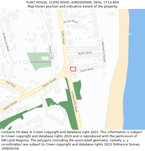 FLINT HOUSE, CLIFFE ROAD, KINGSDOWN, DEAL, CT14 8AH: Location map and indicative extent of plot