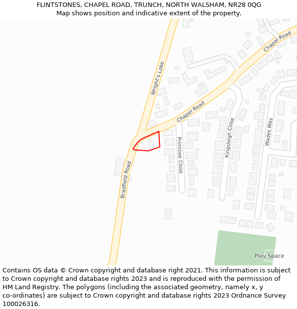 FLINTSTONES, CHAPEL ROAD, TRUNCH, NORTH WALSHAM, NR28 0QG: Location map and indicative extent of plot