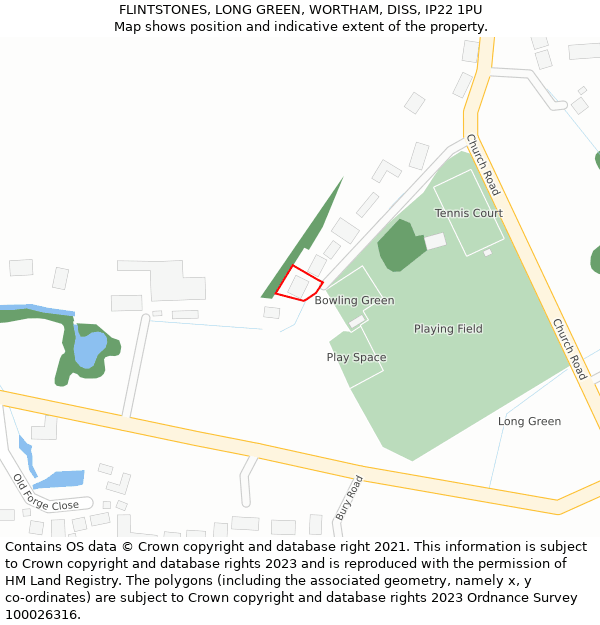 FLINTSTONES, LONG GREEN, WORTHAM, DISS, IP22 1PU: Location map and indicative extent of plot