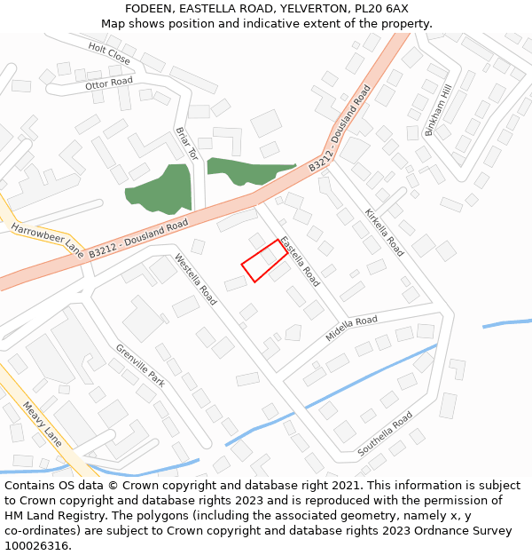 FODEEN, EASTELLA ROAD, YELVERTON, PL20 6AX: Location map and indicative extent of plot