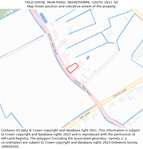 FOLD HOUSE, MAIN ROAD, GRAINTHORPE, LOUTH, LN11 7JS: Location map and indicative extent of plot