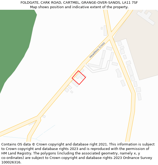 FOLDGATE, CARK ROAD, CARTMEL, GRANGE-OVER-SANDS, LA11 7SF: Location map and indicative extent of plot