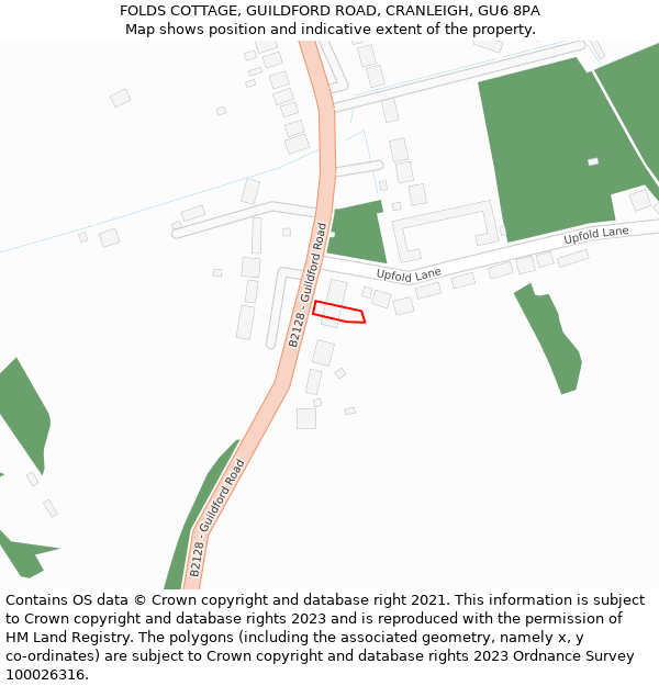 FOLDS COTTAGE, GUILDFORD ROAD, CRANLEIGH, GU6 8PA: Location map and indicative extent of plot