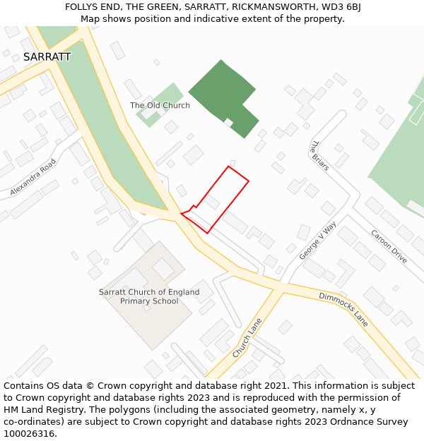 FOLLYS END, THE GREEN, SARRATT, RICKMANSWORTH, WD3 6BJ: Location map and indicative extent of plot