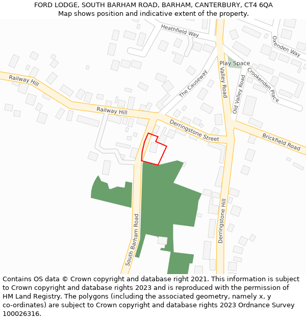 FORD LODGE, SOUTH BARHAM ROAD, BARHAM, CANTERBURY, CT4 6QA: Location map and indicative extent of plot