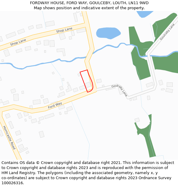 FORDWAY HOUSE, FORD WAY, GOULCEBY, LOUTH, LN11 9WD: Location map and indicative extent of plot