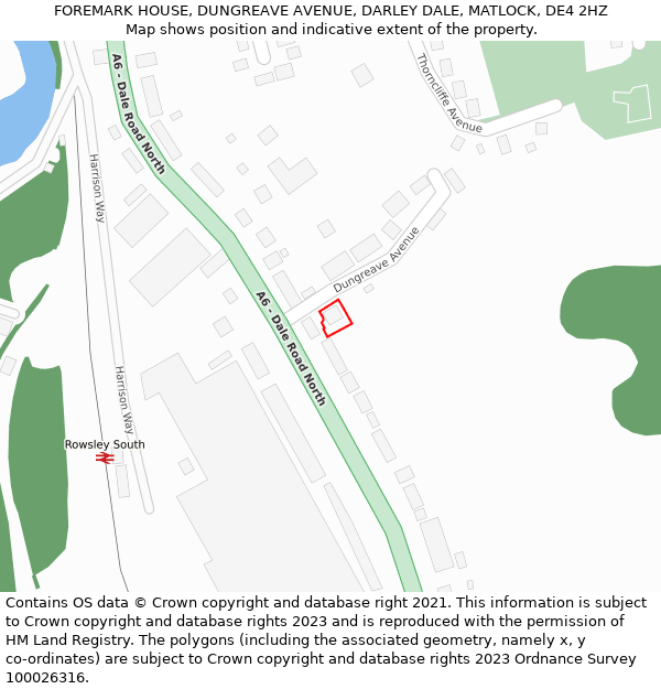 FOREMARK HOUSE, DUNGREAVE AVENUE, DARLEY DALE, MATLOCK, DE4 2HZ: Location map and indicative extent of plot