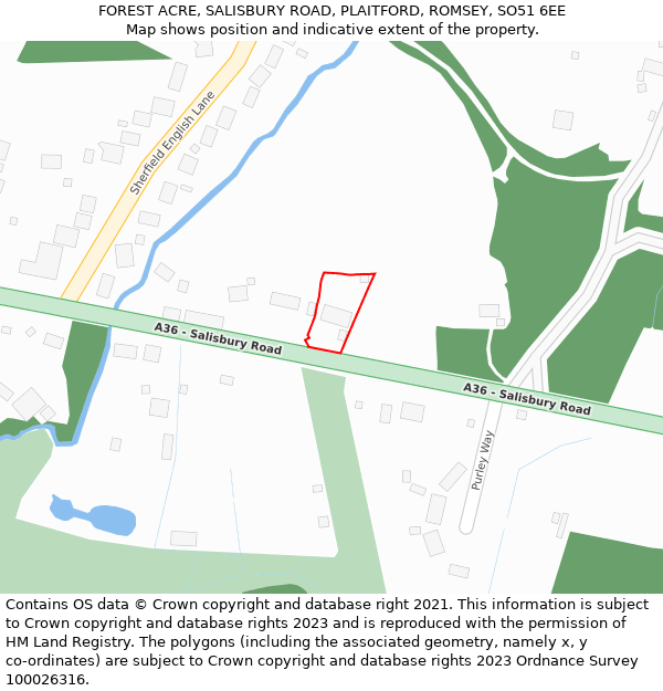 FOREST ACRE, SALISBURY ROAD, PLAITFORD, ROMSEY, SO51 6EE: Location map and indicative extent of plot