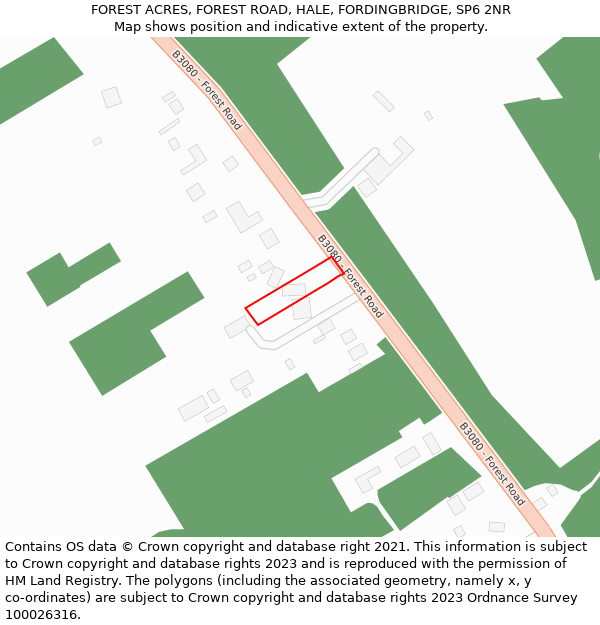 FOREST ACRES, FOREST ROAD, HALE, FORDINGBRIDGE, SP6 2NR: Location map and indicative extent of plot