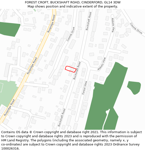 FOREST CROFT, BUCKSHAFT ROAD, CINDERFORD, GL14 3DW: Location map and indicative extent of plot