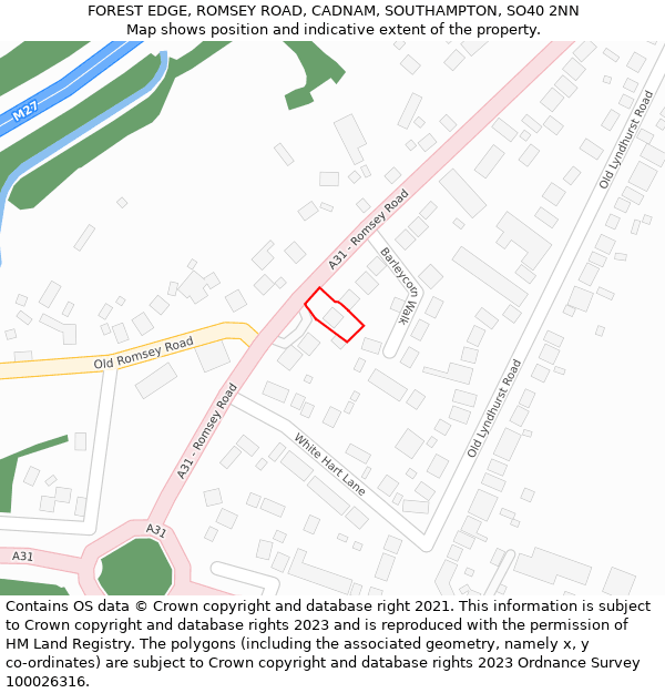 FOREST EDGE, ROMSEY ROAD, CADNAM, SOUTHAMPTON, SO40 2NN: Location map and indicative extent of plot