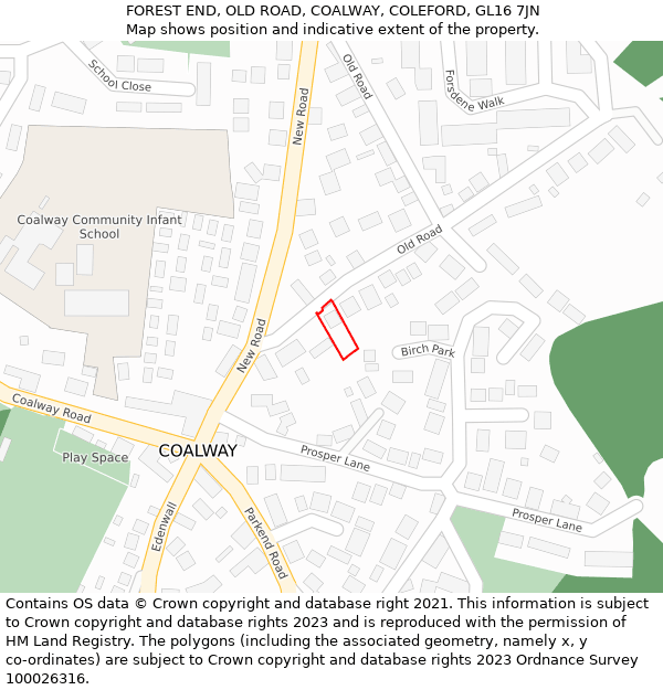 FOREST END, OLD ROAD, COALWAY, COLEFORD, GL16 7JN: Location map and indicative extent of plot