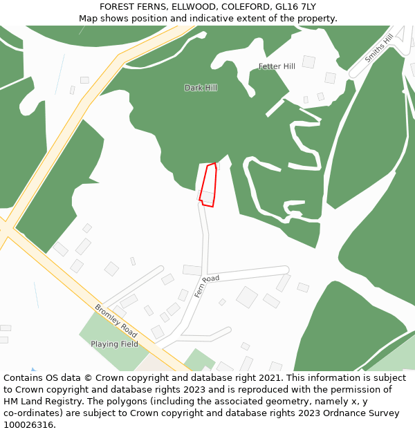 FOREST FERNS, ELLWOOD, COLEFORD, GL16 7LY: Location map and indicative extent of plot