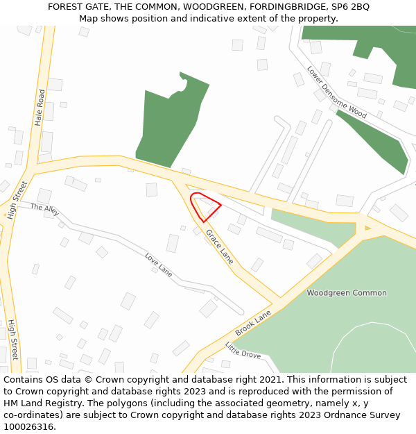 FOREST GATE, THE COMMON, WOODGREEN, FORDINGBRIDGE, SP6 2BQ: Location map and indicative extent of plot